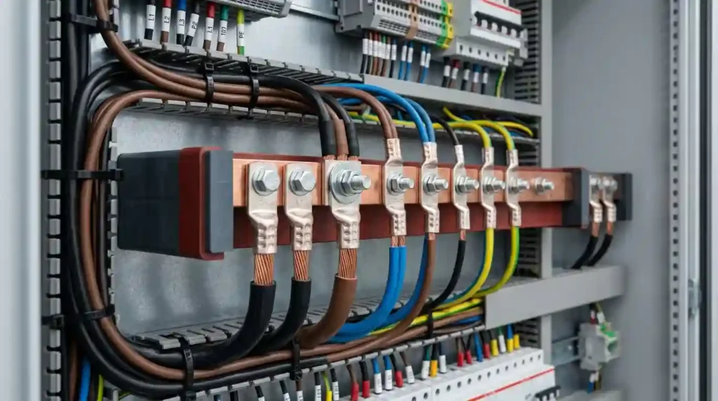 Terminales de compresión para cables de potencia en distribución eléctrica industrial